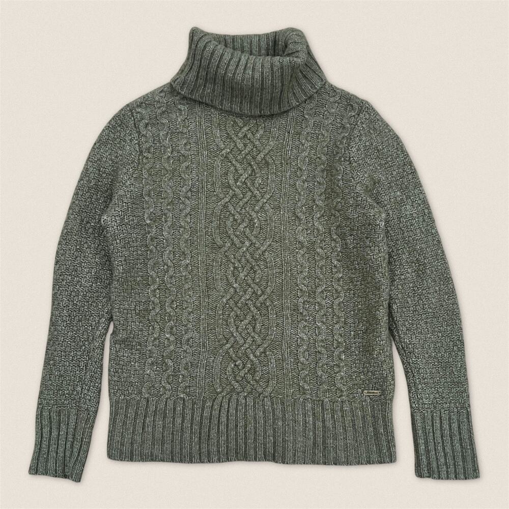 Eddie Bauer Lambs Wool Blend Turtleneck Green Sweater -‎ Size Medium Women’s